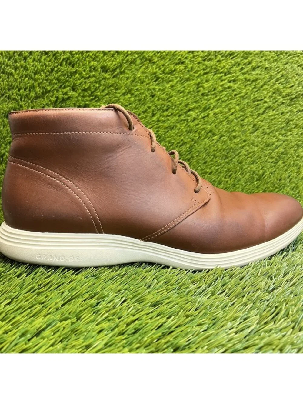 Cole Haan Grand.OS Mens Size 11 Brown White Classic Outdoor Lace Up Chukka Boots